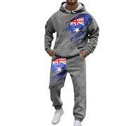 Munweiyu Traje europeo y británico para hombre traje de dos piezas sudadera con capucha y pantalones bandera del Reino Unido impresión chándal patriótico tracksuit Inglaterra Chándales bandera del
