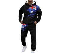 Munweiyu Union Jack Print - Traje deportivo para hombre, corte ajustado, chándal de Reino Unido, con estampado de bandera del Reino Unido, chándal de Inglaterra, sudadera con capucha y pantalones de