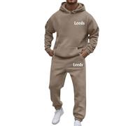 Munweiyu United Kingdom Uk Leeds Chándal para hombre con estampado de letras holgadas, chándal de entrenamiento, 2 piezas, sudadera con capucha y pantalones de chándal con estampado de ropa de calle