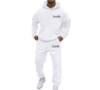 Munweiyu United Kingdom Uk Leeds Chándal para hombre con estampado de letras holgadas, chándal de entrenamiento, 2 piezas, sudadera con capucha y pantalones de chándal con estampado de ropa de calle