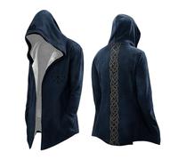 Munweiyu Vikings Chaqueta de primavera con capucha para hombre, longitud media, mito, nórdico, sudadera con capucha, capa con capucha, ropa medieval, abrigo, cardigan, vampiro, steampunk, sudaderas