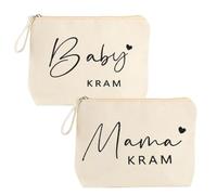 MUNZE 2 Unidades Neceser Bebe Lona Beige con Cremallera 25X17Cm para Mamá Cosmética Viaje
