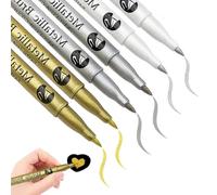 MUNZE 6Pcs Blancos Dorados Y Plateados, Impermeables Para Pintar En Cerámica, Vidrio, Metal, Madera, Lienzo, Papel Y Álbum De Fotos - Para Diy Y Manualidades,Neumaticos Rotulador Grueso Indeleble.