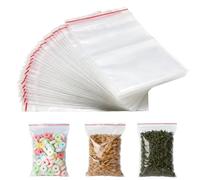 MUNZE Bolsas Ziploc, 100 Unidades De Bolsas Pequeñas De Plástico Con Cierre Autocierre, Transparentes Con Borde Rojo, Tamaño 4 Cm X 6 Cm