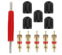 MUNZE Obus Valvula, 1 Llave Extractor Doble Cara + 5 Tapas + 5 Obturadores, Herramienta Para Neumáticos De Coche (Rojo)