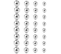 MUNZE Piercing Lengua, 32 Unidades De Bolas De Acero Quirúrgico, Color Plateado, Tamaños 3Mm 4Mm 5Mm 6Mm, Para Ombligo, Nariz, Labio, Cejas