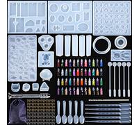 MUOIVG 284 Pcs Molde Silicona Resina para Hacer Joyerias, Resina Moldes Kit, Bricolaje Joyería Molde con Kit de Herramientas,para Collar Pendiente Fabricación ect,con Bolsa Almacenamiento