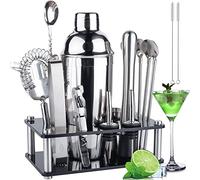 MUOIVG Juego de Mezcla de cócteles, Juego de agitador de Acero Inoxidable de 750 ml, Kit de Herramientas de Barra de 17 Piezas para Hacer cócteles de Barman, Kit Cocteleria con Libro de Recetas