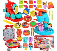 MUOIVG Juego de Plastilina, Herramientas Plastilina para Niños, 51 Piezas de Moldes plastilina para Crear Hamburguesa ,Pizza y Pasta, Accesorios de Arcilla de Modelado,con 12 Cajas Arcilla