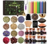 MUOIVG Suministros de Brujería Kit de Brujería,Velas Hechizos Velas,Mini Piedras Naturales,Hierbas Secas y Velas Mágicas de Colores,Suministros de Oración,Hechizos,Magia,Brujería