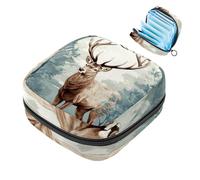 MUOOUM Bolsa de almacenamiento de servilletas sanitarias, bolsa de copa menstrual de alce del bosque de Navidad, bolsas de almacenamiento portátiles para la menstruación femenina, bolsa de primer