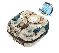 MUOOUM Bolsa de almacenamiento de servilletas sanitarias, bolsa de copa menstrual de alce del bosque de Navidad, bolsas de almacenamiento portátiles para la menstruación femenina, bolsa de primer