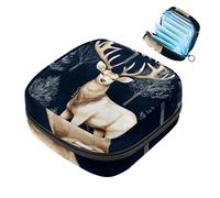 MUOOUM Bolsa de almacenamiento de servilletas sanitarias, bolsa de copa menstrual de alce del bosque de Navidad, bolsas de almacenamiento portátiles para la menstruación femenina, bolsa de primer