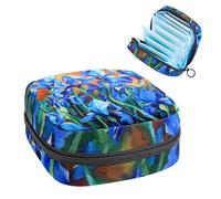 MUOOUM Bolsa de almacenamiento de servilletas sanitarias con diseño de lirios azules, bolsa portátil para copa menstrual con cremallera para adolescentes, niñas, mujeres y mujeres, color 1,