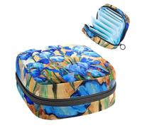 MUOOUM Bolsa de almacenamiento de servilletas sanitarias con diseño de lirios azules, bolsa portátil para copa menstrual con cremallera para adolescentes, niñas, mujeres y mujeres, color 8,
