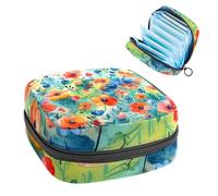 MUOOUM Bolsa de almacenamiento de servilletas sanitarias con diseño de lirios azules, bolsa portátil para copa menstrual con cremallera para adolescentes, niñas, mujeres y mujeres, color 4,