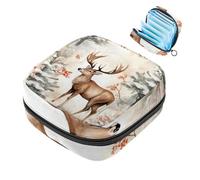 MUOOUM Bolsa de almacenamiento de servilletas sanitarias de alce del bosque de Navidad, bolsa de almohadilla menstrual portátil con cremallera para adolescentes, niñas, mujeres y mujeres, color 1,