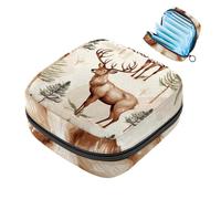 MUOOUM Bolsa de almacenamiento de servilletas sanitarias de alce del bosque de Navidad, bolsa de almohadilla menstrual portátil con cremallera para adolescentes, niñas, mujeres y mujeres, color 1,