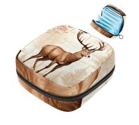 MUOOUM Bolsa de almacenamiento de servilletas sanitarias de alce del bosque de Navidad, bolsa de almohadilla menstrual portátil con cremallera para adolescentes, niñas, mujeres y mujeres, Color 10, 1