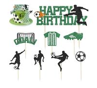 Muorruo 18 Piezas de decoración para Tartas de fútbol, Adornos para Tartas cumpleaños niños, decoración para Tartas de fútbol para niños, Topper de Tarta cumpleaños de fútbol, Figuras Decorativas