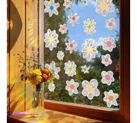 Muorruo 22 Coloridos Adhesivos de Ventana autoadhesivos con diseño Floral de Vinilo prismático, protección contra Aves, reflexión arcoíris, Adhesivos Estilo Floral para Ventanas de Vidrio