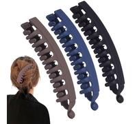 Muorruo 3 piezas de pinzas para el cabello tipo banana, pinzas grandes antideslizantes para mujeres, peinetas dobles clásicas, accesorio para peinados gruesos, finos, largos y cortos, color 3