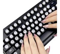 Muorruo 64 Piezas de Pegatinas elevadas para Teclado para uñas largas con Letras, Teclas Suaves de Silicona, Cubiertas de Teclado Autoadhesivas (Blanco)