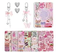 Muorruo 6Pcs Inserciones para Kindle Paperwhite, Set de Accesorios para E-Reader con 2 Pulseras para E-Reader, Diseño de Amante de los Libros Rosa, Funda Transparente Decoración DIY, Regalo de San