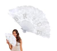 Muorruo Abanico de Plumas Blanco, Renaissance Rave, Abanico de Mano Plegable de Plumas para Bodas, Accesorio de Vestimenta de Fiesta y decoración de Fiesta, Abanico Chino de Mano, Abanico de Mano