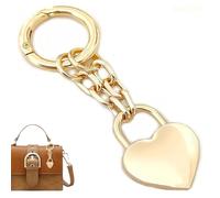 Muorruo Adorno de Bolso con candado en Forma de corazón Dorado, Llavero en Forma de corazón, Accesorio para Mujeres, Bolso, Monedero, Cadena Charm, Regalo, Monedero, Adorno para Bolso