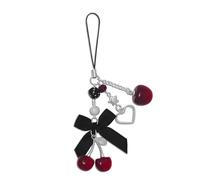 Muorruo correa de colgante para teléfono, encantadores colgantes de cereza para teléfono, cinta estética de cerezas azul-rosa-rojo-negra, accesorio Y2K para cámara, llavero, bolsa, decoración,