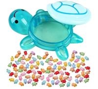 Muorruo Paquete de 40 adorables pequeñas Tortugas para Manualidades, Mini Figuras de Tortugas Brillantes con Caja de Almacenamiento, Mini Tortugas Que Brillan en la Oscuridad Hechas de Resina