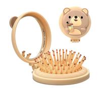 Muorruo Pequeño Cepillo de Viaje para Niños, Espejo Redondo Plegable y Cepillo de Cabello para Niños y Niñas, Cepillo Desenredante para Bebés, Cepillo de Masaje con Cojín de Aire para Cabello Grueso