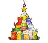Muorruo Regalos para Amantes de los Gatos para Mujeres, Adorno de Gato Colorido para el árbol de Navidad, Adornos de Gatos adorables, Adorno de Gato Negro, decoración navideña de árbol de Gatos