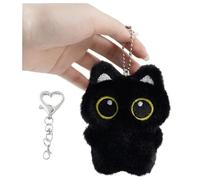 Muorruo Schwarzer Katzen-Plüsch-Schlüsselanhänger, Lindo Colgante de Bolso, Regalos para Mujeres, Cojín de Peluche, Colgante de Peluche de Gato Negro, Llavero de Peluche