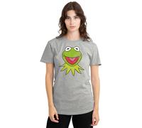 Muppets Disney Kermit Head Camiseta de Mujer, Gris Heather Deportivo, S