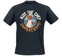 Muppets The Kiss The Chef - Smorrebrod Hombre Camiseta Negro L 100% algodón Regular