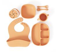 Muqee Peeko Juego de alimentación para bebés en color albaricoque completo BLW Supply Essentials (juego de 7 piezas)