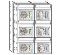 MUQING Proveedores de colección de monedas de 120 bolsillos para carpetas, 20 hojas de páginas de bolsillo para monedas, fundas transparentes para coleccionistas, 6 bolsillos estándar de 9 agujeros