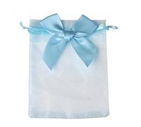 MUrabe 10 unids/lote 9x12 10x15 13x18cm Bolsas de regalo de organza Bolsas de fiesta Joyería Bolsa de embalaje con cordón para dulces con mariposa Seda-azul-9x12cm