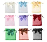 MUrabe 10 unids/lote 9x12 10x15 13x18cm Bolsas de regalo de organza Bolsas de fiesta Joyería Bolsa de embalaje con cordón para dulces con mariposa Seda mixta-13x18cm