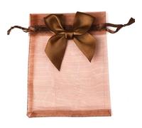 MUrabe 10 unids/lote 9x12 10x15 13x18cm Bolsas de regalo de organza Bolsas de fiesta Joyería Bolsa de embalaje con cordón para dulces con mariposa Seda-marrón-10x15cm