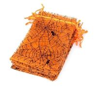 MUrabe 25 unids/Lote Bolsa de Organza de Halloween Impresión Multicolor Fiesta Dulces Regalo Embalaje Bolsa con cordón-4-25pcs