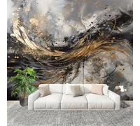 Mural 200x140cm Abstracto Oro PáJaro LíNeas Papel Pintado Mural Efecto 3D Papel Tapiz Decorativos pared Murales Póster Blanco GrisáCeo para Sala de Juegos Cocina Comedor Decoración de Pared