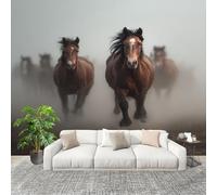 Mural 250x175cm Animal MarróN Caballo Papel Pintado Mural Efecto 3D Papel Tapiz Decorativos pared Murales Póster Blanco GrisáCeo para Sala de Juegos Cocina Comedor Decoración de Pared