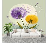 Mural 250x175cm Plantas Tema Del Diente De LeóN Papel Pintado Mural Efecto 3D Papel Tapiz Decorativos pared Murales Póster Verde Claro para Sala de Juegos Cocina Comedor Decoración de Pared