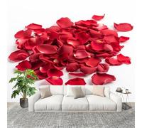 Mural 300x210cm RomáNtico PatróN De PéTalos De Rosa Papel Pintado Mural Efecto 3D Papel Tapiz Decorativos pared Murales Póster Blanco para Sala de Juegos Cocina Comedor Decoración de Pared