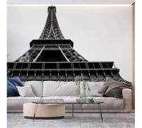 Mural 3D Arquitectura negra Torre de pared de París Fondo del salón y dormitorio Arte decorativo de pared