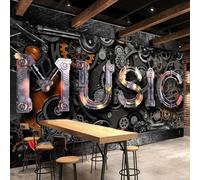 Mural 3D Papel pintado Música nostálgica vintage Estilo mecánico Fondo de pared de interior pegatina para el salón Pintura de seda de tela