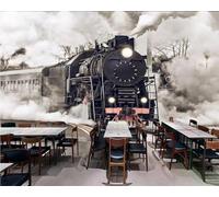 Mural 3D Papel pintado Nostalgia vintage Steam Tren, café, bar, tela de pared del salón, fondo del dormitorio, arte decorativo